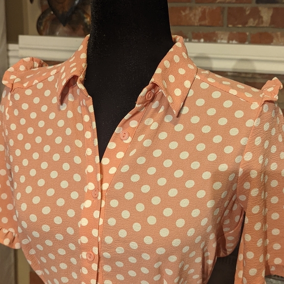 Monteau LA Vintage-style party dress in pink and white polka dots. - Picture 3 of 5